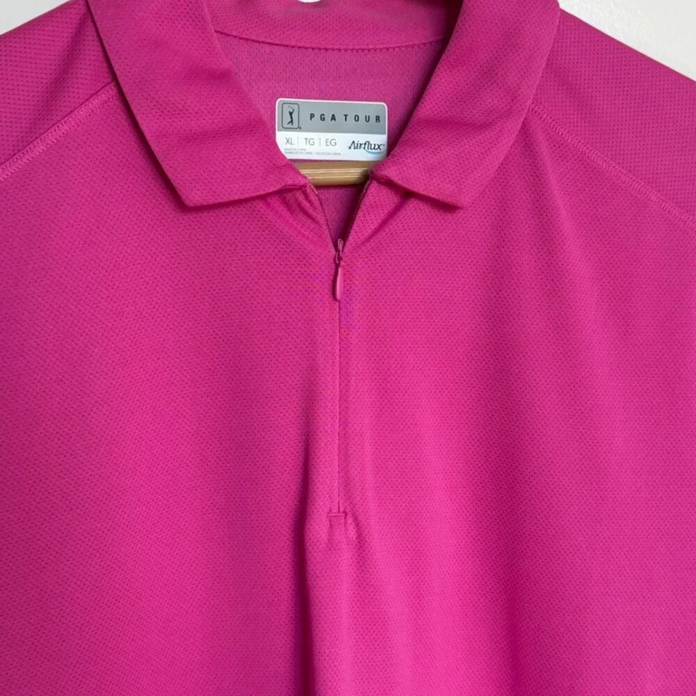 Fuchsia PGA Tour AirFlux Quarter-zip Polo Shirt - Size XL - Picture 3 of 4